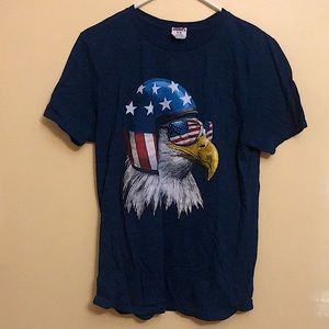 UNISEX AMERICA TEE SHIRT, EAGLE, GLASSES, FLAG, PATRIOTIC, HALLOWEEN BIKER SHIRT